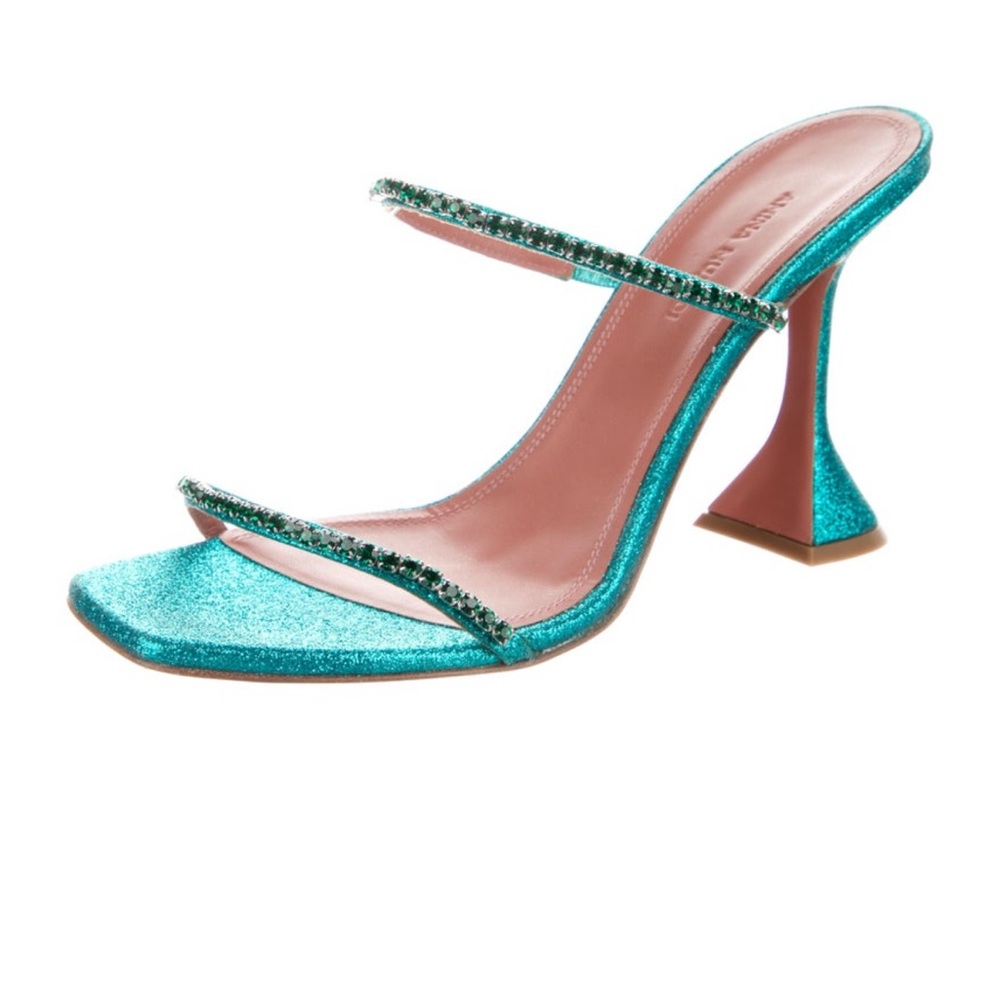 Amina Muaddi Green Glida Slides Heels 39